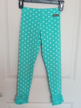 Matilda Jane Teal and White Polka Dot Ruffle Leggings